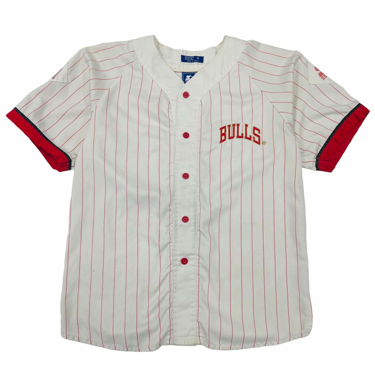 Chicago Bulls 1990's Pinstripe Starter Baseball Jersey - Antigua