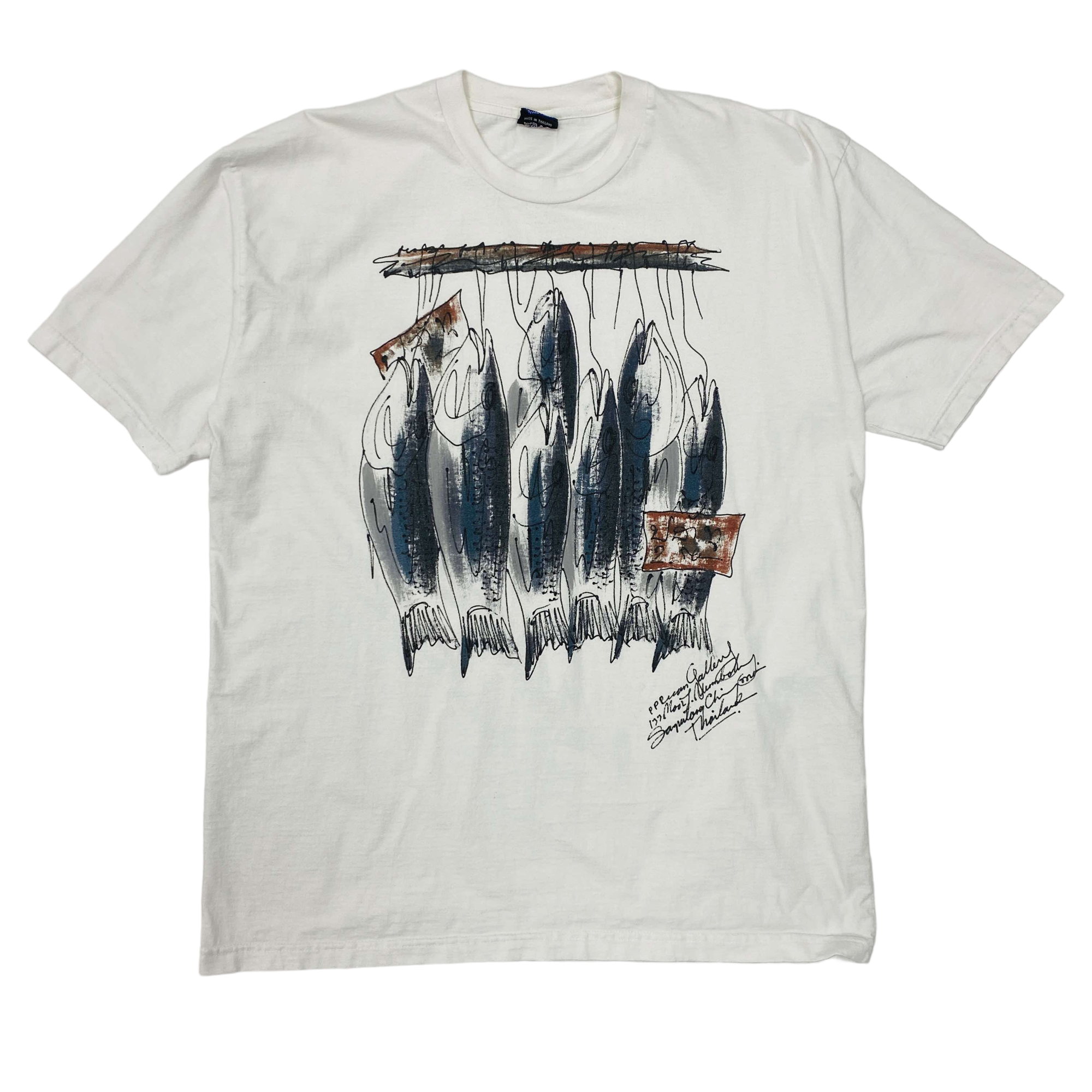 Hand Painted Fish Graphic T-Shirt - XL
