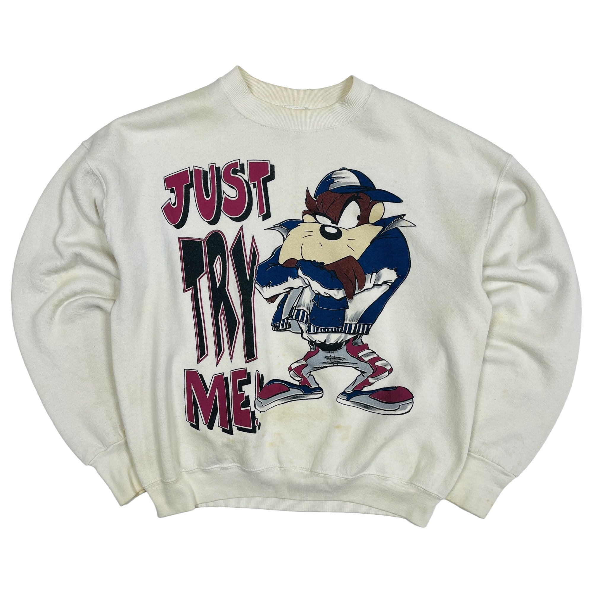 90's Taz Looney Tunes "Just Try Me" Sweatshirt - Large