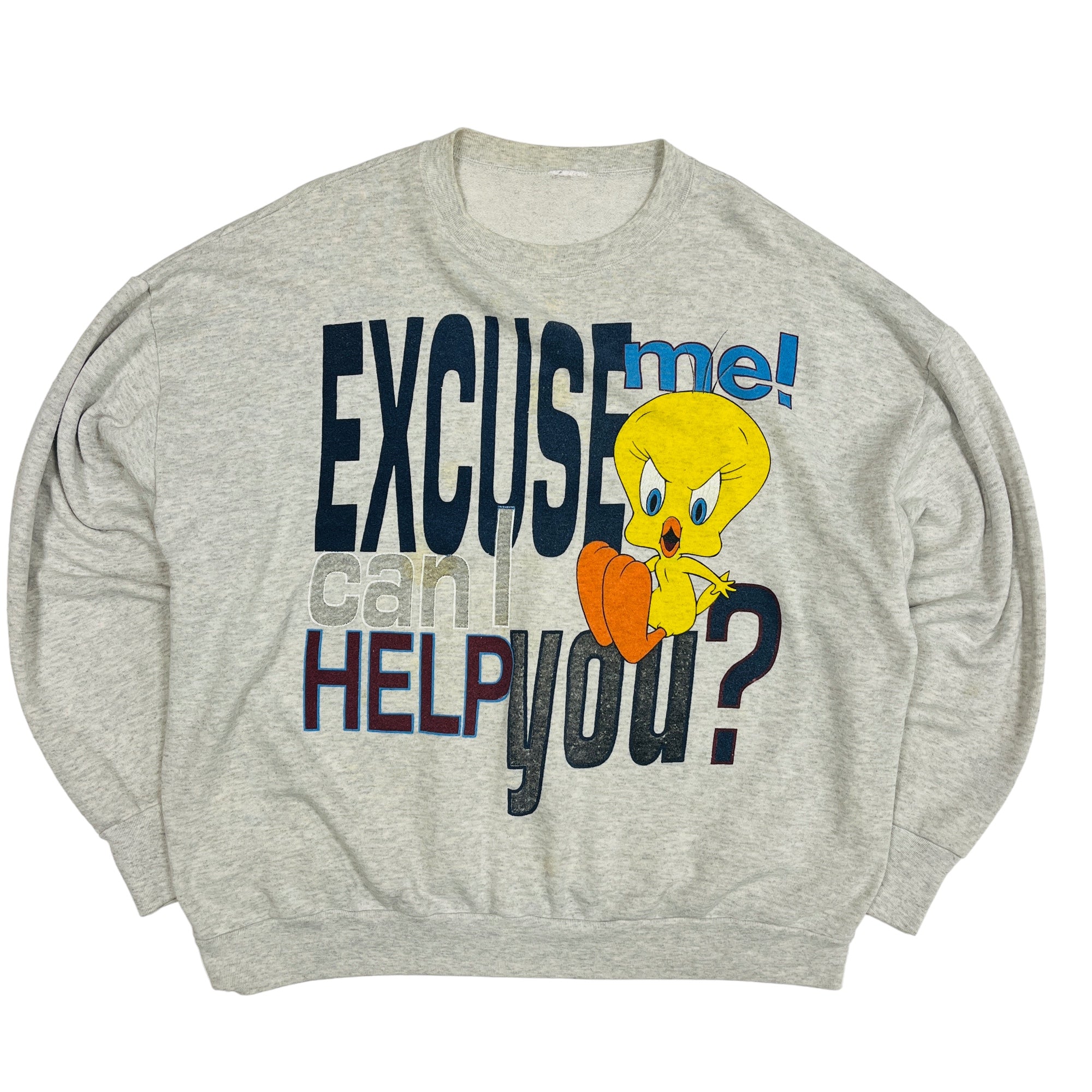 90's Tweety Bird Looney Tunes "Excuse Me Can I Help You" Sweatshirt 2XL
