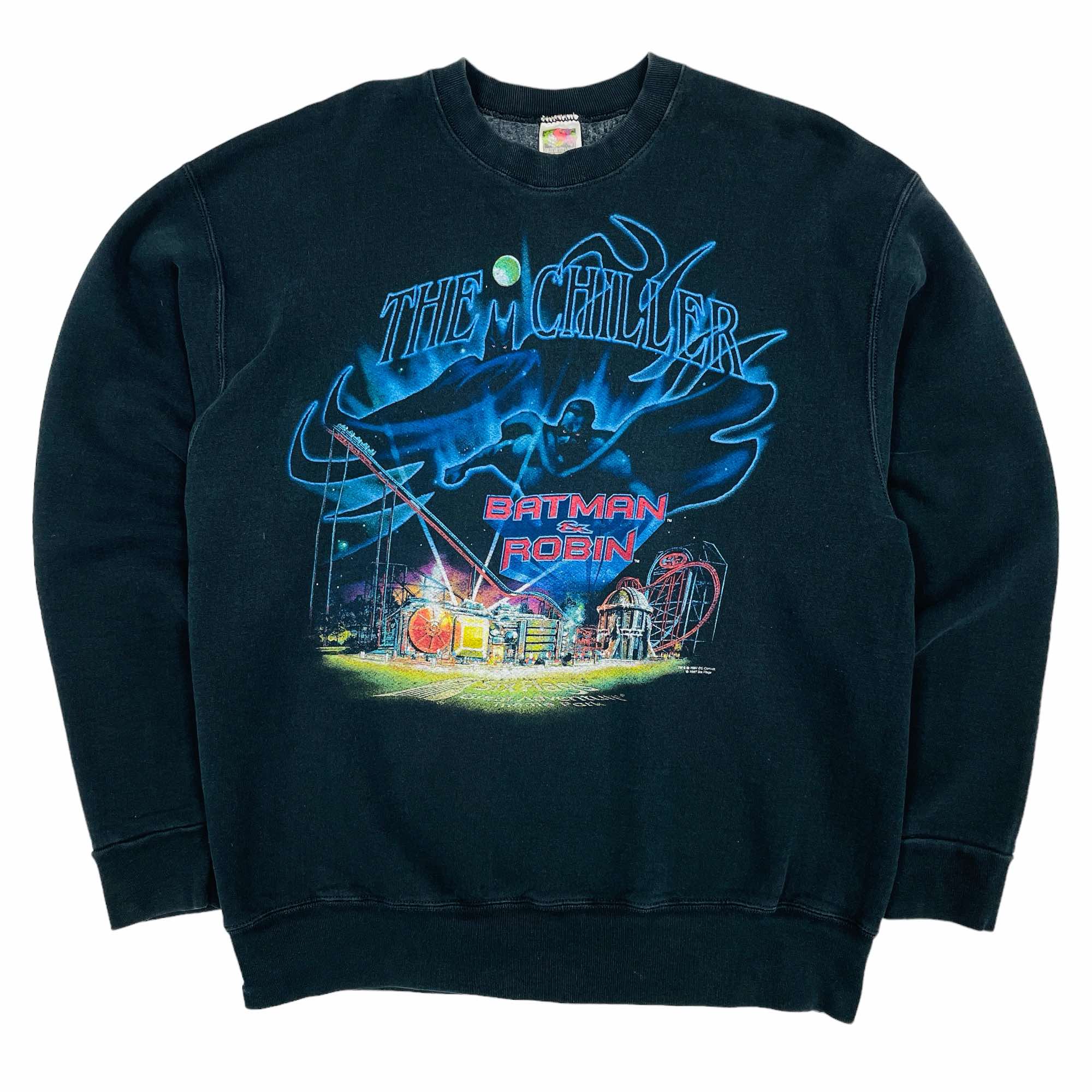 RARE Six Flags Batman & Robin The Chiller Ride Graphic Sweatshirt - Large