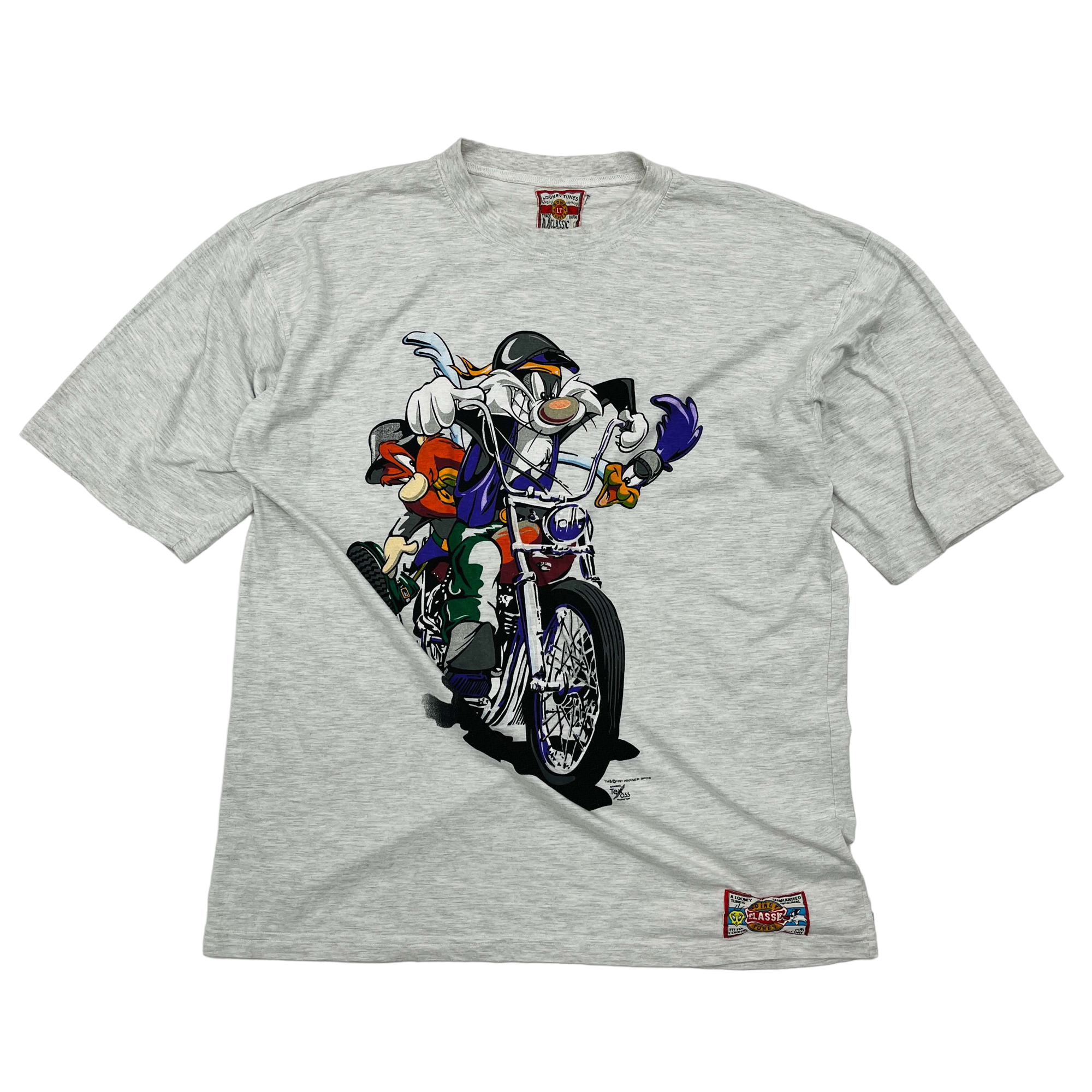Looney Tunes Silvester, Yosemite Sam and Roadrunner Motorbike T-Shirt - 2XL