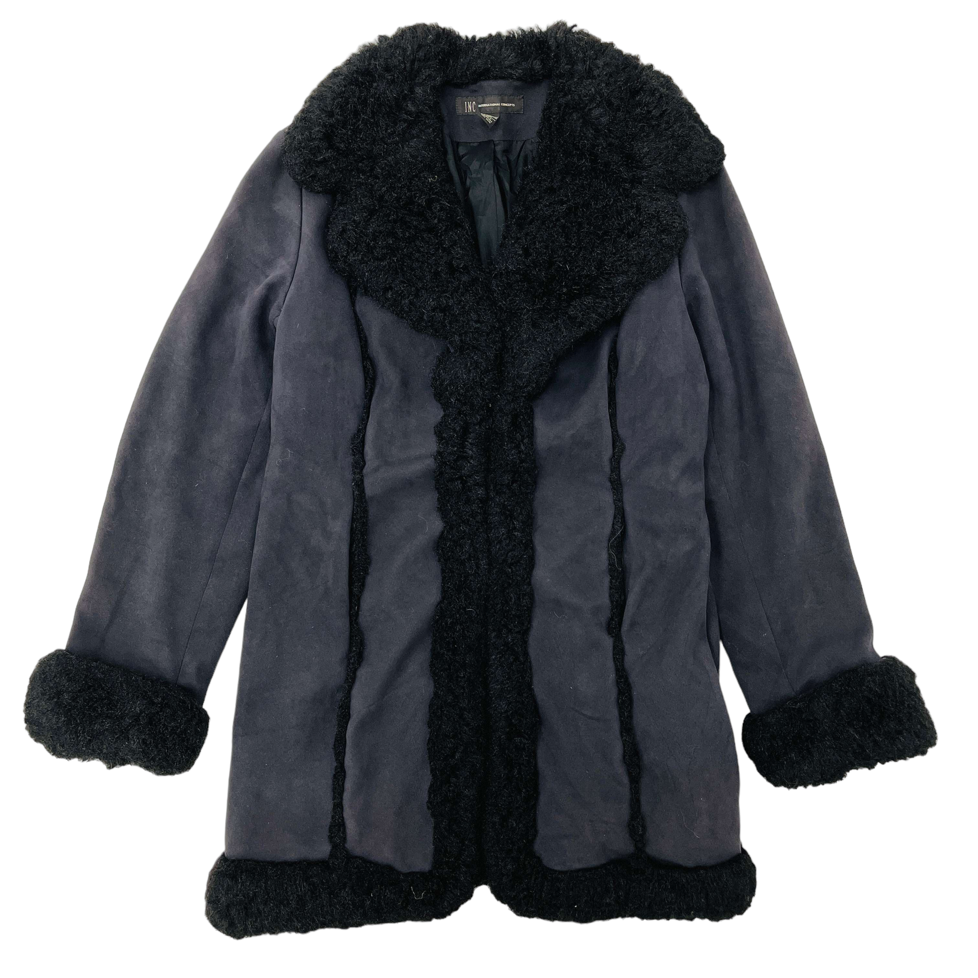 Ladies Y2K Fur Trim Jacket - Medium