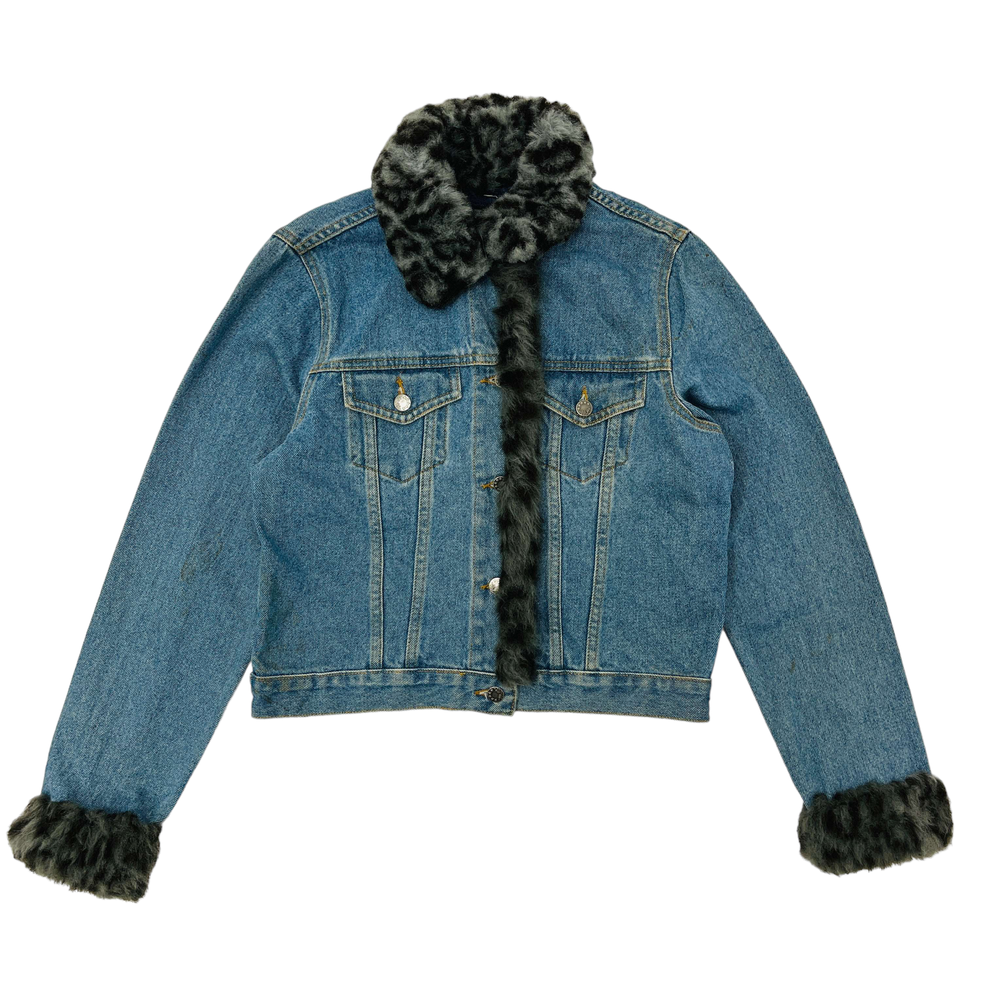 Ladies Y2K Fur Trim Jacket - Small