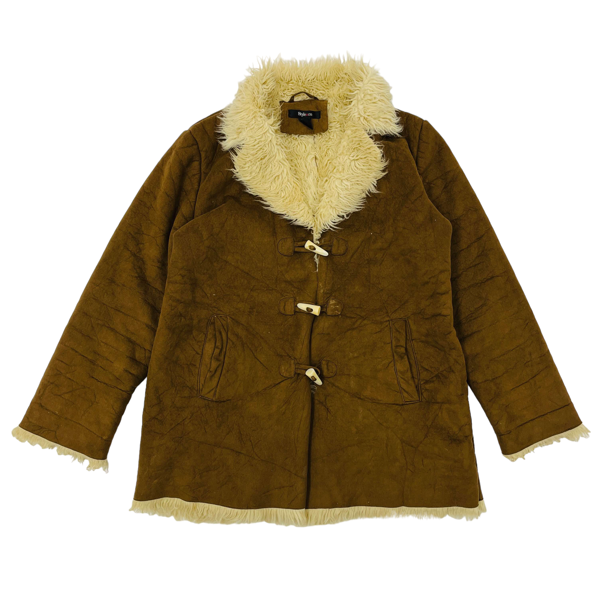 Ladies Y2K Fur Trim Jacket - Large
